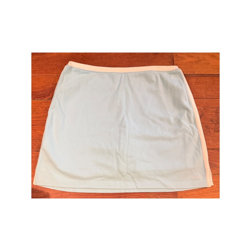 Izod Womens Light Blue Pique Knit Stretch Golf Tennis Skort Side Stripe Size S